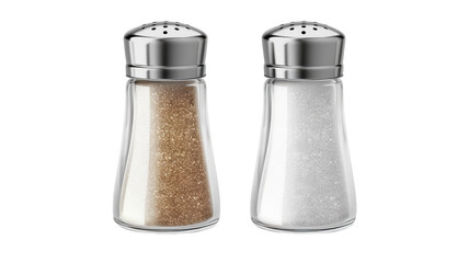 Stock photo of salt and pepper shakers for cooking and seasoning food on transparent background
