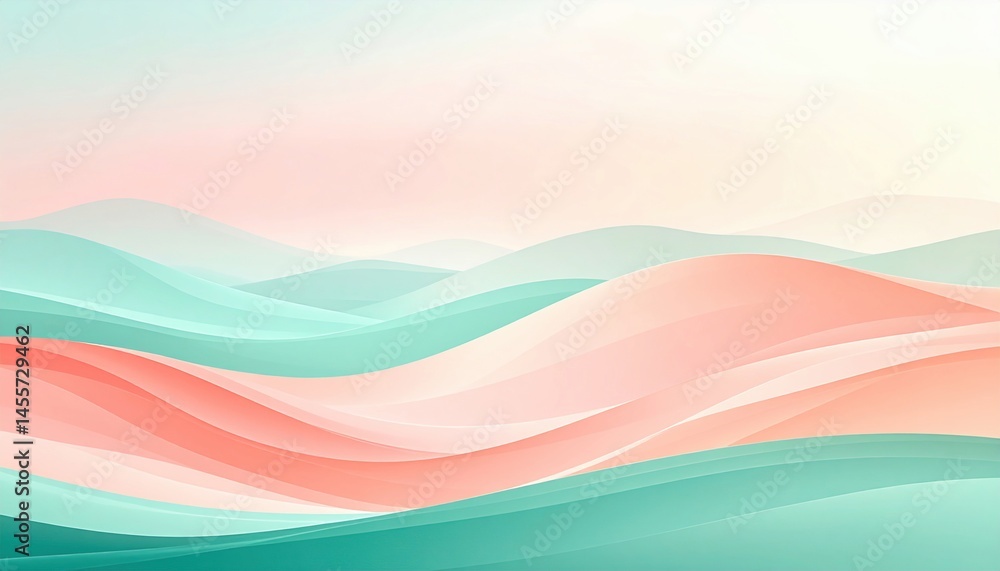 Poster calm abstract waves serene landscape digital art soft color palette aerial view tranquility and flow