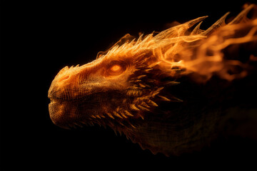 Obraz premium head dragon with burning