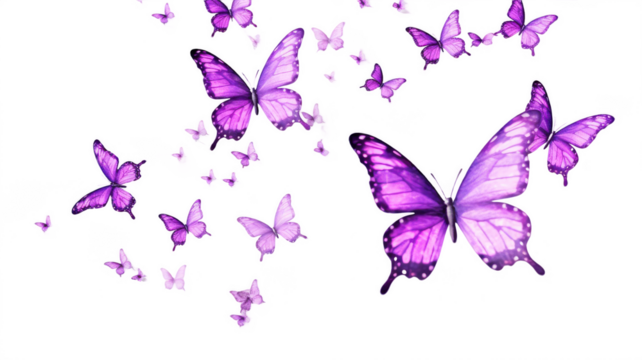Purple butterflies flying wallpaper background vector illustration on transparent background