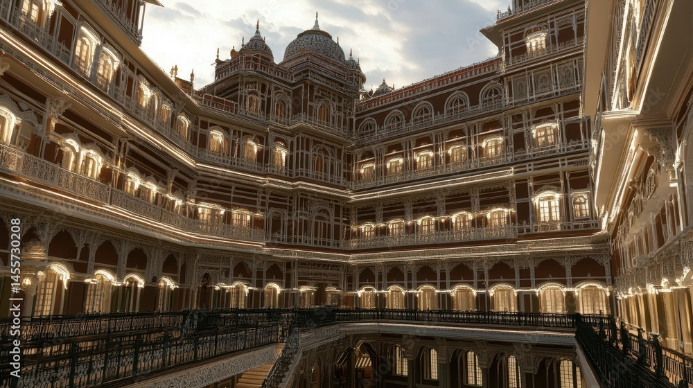 Poster majestic ornate structure showcasing intricate architectural designs and complex detailing creating 