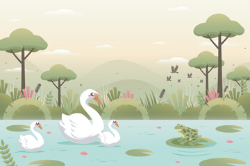 landscape goose in the pound background view