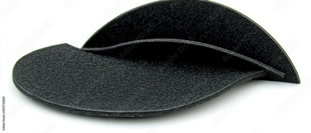 Poster dark felt leaf shape on white backdrop with layered design and textured surface for craft projects