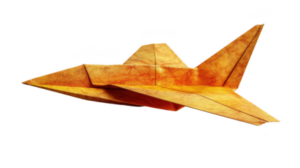 Origami airplane art paper plane craft handmade toy jet aviation fold on transparent background