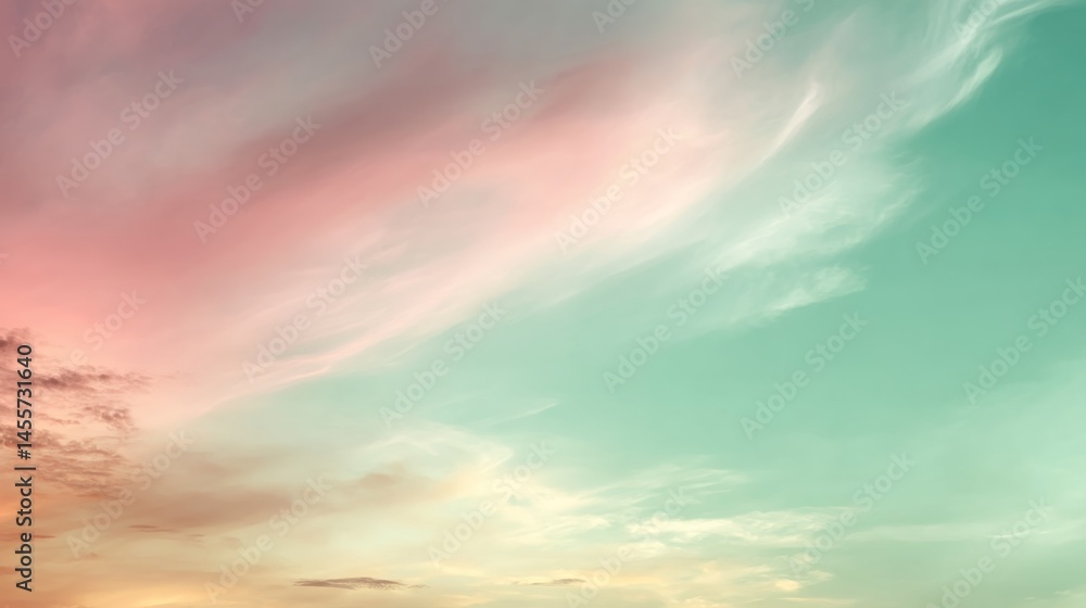 Fototapete wispy clouds float gently across a soft gradient horizon, blending pastel hues to create a tranquil 