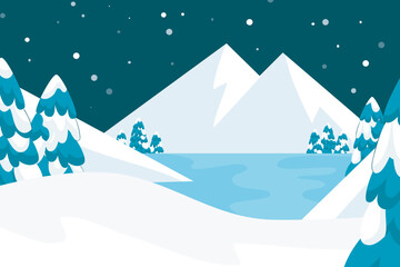 landscape snow place with mountain view
