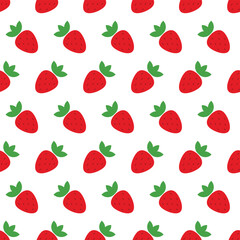 Vector seamless pattern with red strawberries on a white background