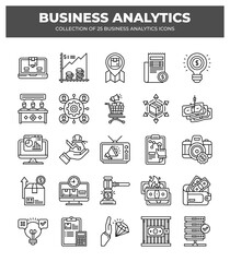 Collection of Business Analytics Icons: Data Analysis. Marketing. Finance. and More