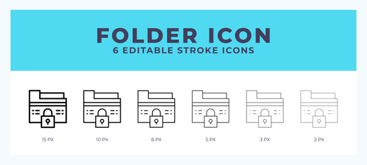 Folder icon symbol. Outline. Lineal icon with editable stroke.