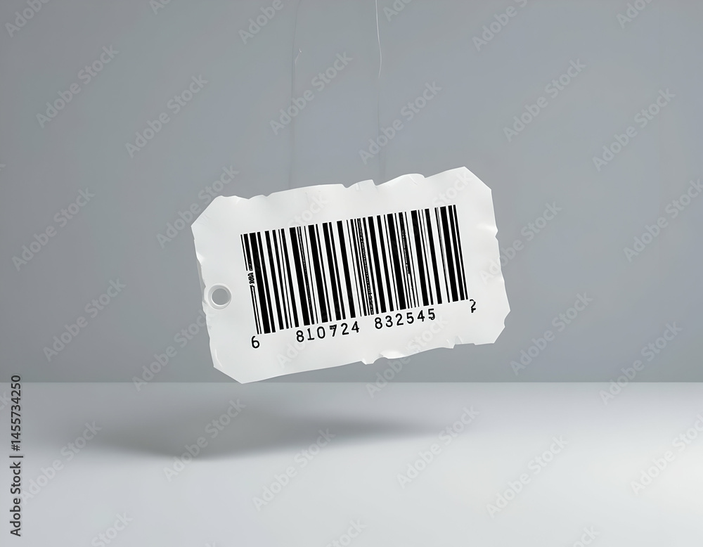 Poster barcode tag floating with shadow against gray backdrop