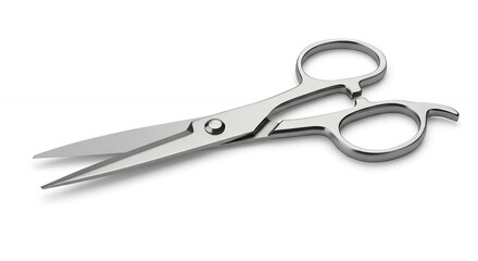 Isolated stainless steel scissors on white background for cutting and grooming concepts