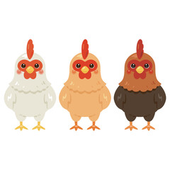 ニワトリの色違いイラストセット