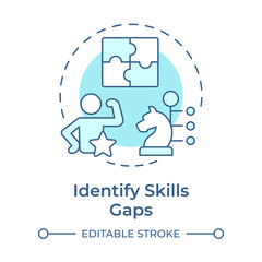 Identifying skills gaps soft blue concept icon. Defining employee incompetence. Workforce forecasting. Round shape line illustration. Abstract idea. Graphic design. Easy to use blog post