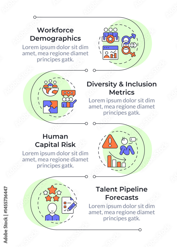 Poster workforce insights infographic vertical sequence. hr analytics. innovations in employment. visualiza