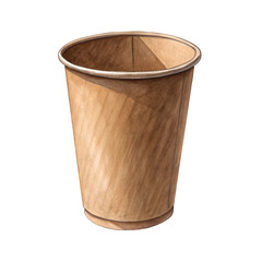 Empty brown paper cup isolated on white background