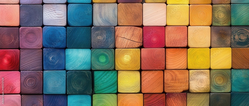 Aufkleber wooden blocks background with colorful texture and grain patterns for creative designs
