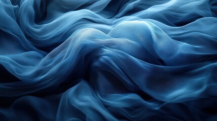 Obraz premium Fluid, flowing, deep blue fabric drapes