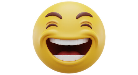 Isolated Yellow Emoji Face with Wide Grin and Closed Eyes
