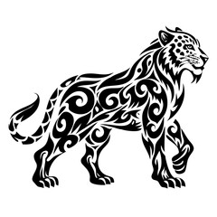Tribal Lion Vector – Wild Animal Tattoo with Intricate Patterns