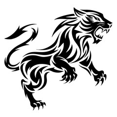 Majestic Tribal Lion Silhouette Vector