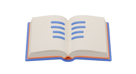 Isolated Open Book with Blue Lines