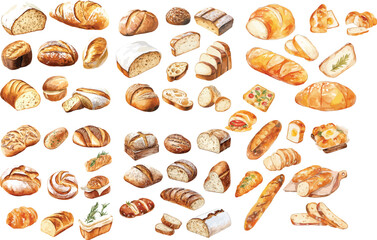 bread watercolor clipart