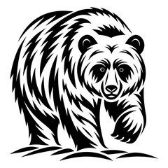 Aggressive Bear Vector Silhouette - Tribal Wildlife Animal for Tattoo and Outdoor Themes