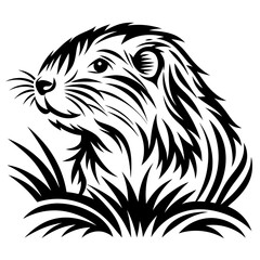 Black Otter Silhouette Vector Illustration - Wild Animal, River Otter, Wildlife Art