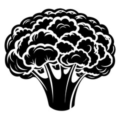 Black Broccoli Silhouette Vector Illustration - Fresh Vegetable, Healthy Food, Organic Broccoli Art