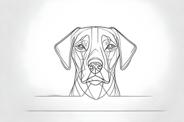 Portrait of a dog, one line drawing.