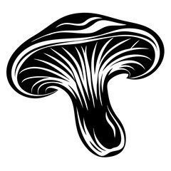 Black Mushroom Silhouette Vector Illustration - Organic Fungus, Healthy Food, Nature Art,A high-quality black silhouette of a mushroom, perfect for organic food designs