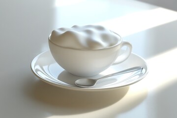 Fototapeta premium Cappuccino cup with foam and spoon