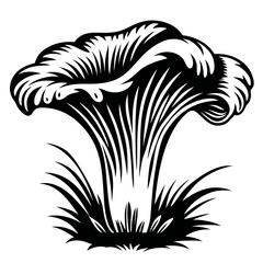 Black Mushroom Silhouette Vector Illustration - Organic Fungus, Wild Mushrooms, Nature Art