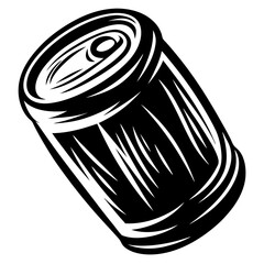 Black Can Silhouette Vector Illustration - Beverage Can, Drink Container, Food Packaging Art