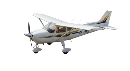 Isolated Small White Airplane on White Background