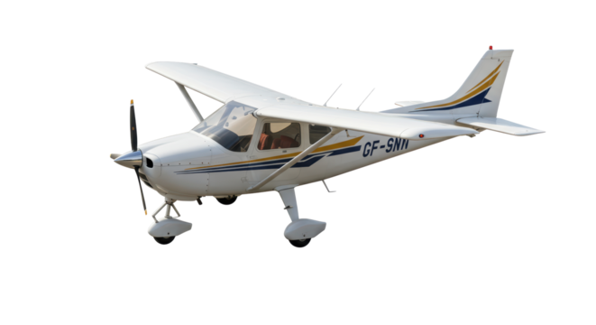 Isolated Small White Airplane on White Background
