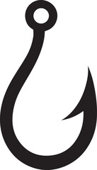 Fishing Hook Icon Silhouette | Black Vector for Angling and Marine Art