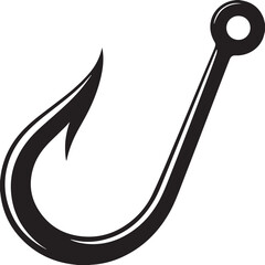 Fishing Hook Icon Silhouette | Black Vector for Angling and Marine Art