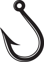 Fishing Hook Icon Silhouette | Black Vector for Angling and Marine Art