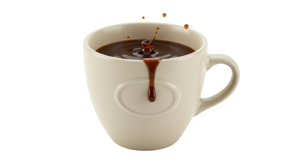 Isolated Coffee Cup Splashing Coffee with Drip