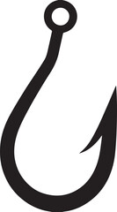 Fishing Hook Icon Silhouette | Black Vector for Angling and Marine Art