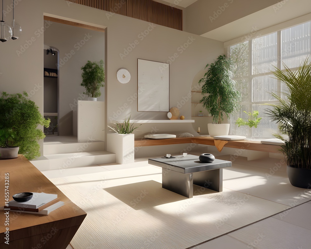 Poster an exquisite fusion of interior design concepts blending style with functionality and natural elemen