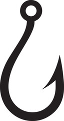 Fishing Hook Icon Silhouette | Black Vector for Angling and Marine Art