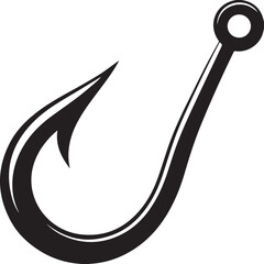 Fishing Hook Icon Silhouette | Black Vector for Angling and Marine Art