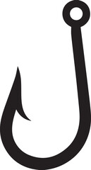 Fishing Hook Icon Silhouette | Black Vector for Angling and Marine Art