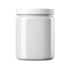 empty white jar White tall plastic jar with lid isolated on transparent background