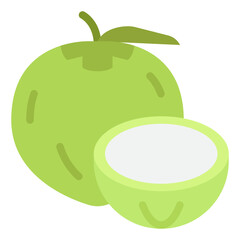 Green Coconut on White Background