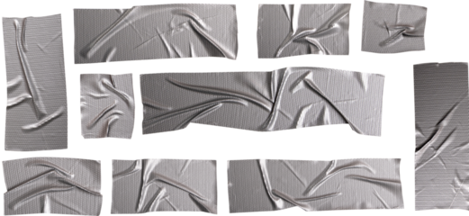 Silver Duct Tape Strips Set Illustration for Repair and Craft Design Projects