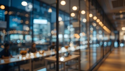 Obraz premium Blurred Image of Glass Wall with Cityscape Background for Modern Abstract Window Design