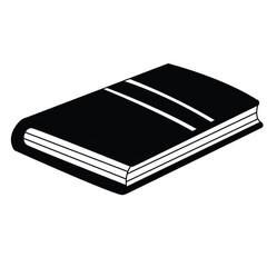 Cute cartoon hand drawn vector book icon silhouette.